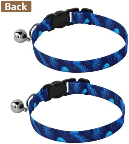 Blue Jellyfish Deep Blue Cat Collars 2 Pack Cat Neck Collar Adjustable Length 10.6" to 17.1"