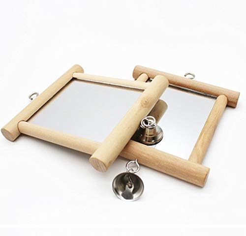 Litewoo Bird Mirror with Bell Parrot Swing Interactive Play Toys, 2PC