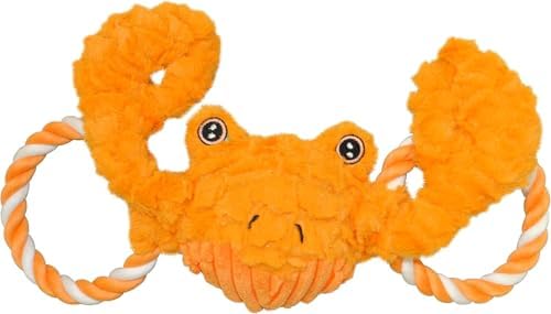 Jolly Pets Tug-A-Mal Crab Squeaky Tug Dog Toy, Large