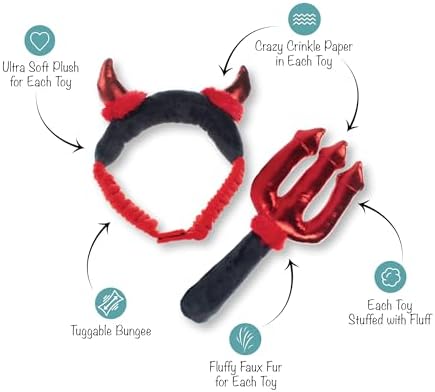 Fringe Studio Wear & Play Plush Dog Toy, Cute Lil Devil, 2 Piece Set, PetShop Collection (638010)