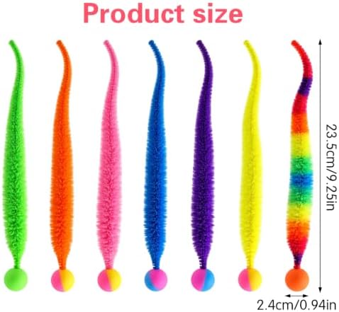 LLOUSSAK 7Pcs Colorful Bouncy Balls for Cats Cat Worm Toy Bouncy Cat Toys