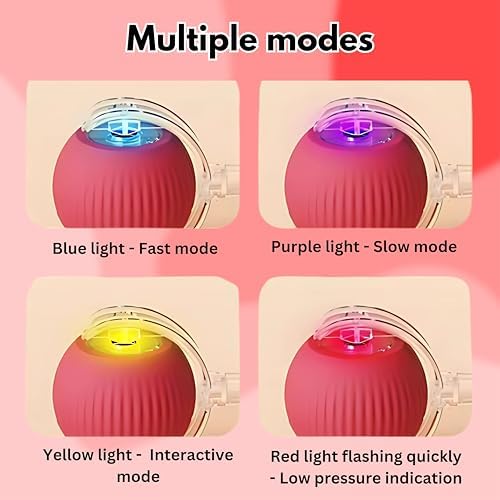 Speedy Tail 2.0 Cat Toy, 360°Automatic Rolling Ball, Smart Interactive Cat Toy, Smart Jumping Ball for Dogs, Speedy Tail 3.0, Automatic Dog Walker (Red)
