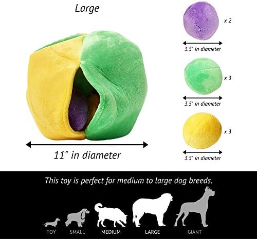 Midlee Hide a Ball Dog Puzzle Toy with 8 Plush Squeaker Balls (Large)