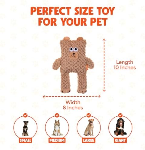Block Heads Plush Dog Toy - Ruff Guard Technology - Oversized Squeaker Dog Squeaky Toys - Stuffingless Legs Design - Suitable for All Breeds - Interactive Perfect Bite-Size Shape for Thrashing Fun