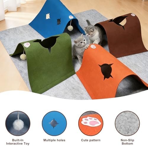 35.4" Cat Tunnels for Indoor Cats, Multi-Entrance Cat Toys, Multicolor