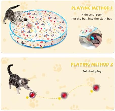 Interactive Cat Toys, Fast Rolling Ball in Play Mat, Automatic Motion Activated Ball Hide and Seek for Cat Indoor Toys, Mouse Catching Game Boredom Relief, 28" Mat