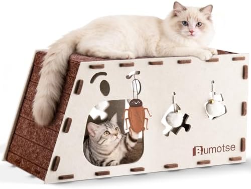 Cat Tunnel House for Indoor Cats, 3-in-1 Felt Cave and Scratcher