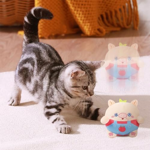 Interactive Dog Toys, 2025 New Active Moving Pet Plush Toy, Rechargeable Squeaky Dog Ball Toy with Talking Sound, Washable Cartoon Pig Plush Toy for Dogs Puppies (Brown)