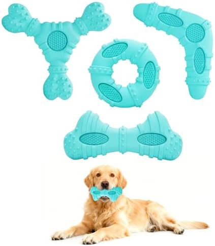 Natural Rubber Dog Chew Toys 4 Pack Tough Dog Toys for Aggressive Chewers