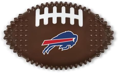 NFL Buffalo Bills Mega- Chew Hard Nylon Bacon-Flavored Dog Bone Football Chew Toy Interactive Tasty Fun Dog Chewy Toys Indestructible Strong Durable Tough Pet Biting Playtoy for Aggressive Chewers