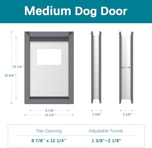 Weatherproof Medium Dog Door for Door, Easy Installation Doggie Door