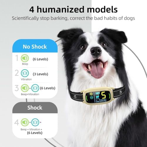 FAFAFROG Dog Bark Collar, Rechargeable Smart Collar, Anti Barking Training Collar with 5 Adjustable Sensitivity Beep Vibration, Bark Collar for Large Medium Small Dogs (Yellow)
