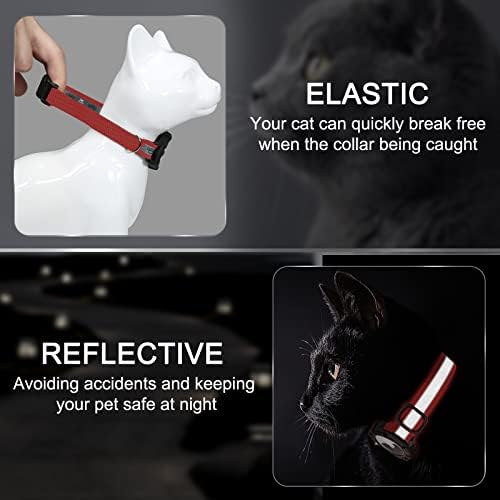 Reflective AirTag Cat Collar, Integrated Cat Collar with Air Tag Holder | Built in AirTag Holder, Adjustable 7-13in for Cats, Kittens and Puppies, Safety Elastic Band, Reflective for Night Walking