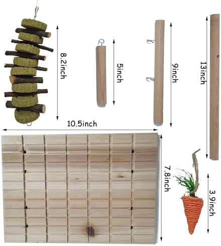 Hamiledyi Bunny Scratching Board Chew Toys, Wood Rabbit Toys for Indoor Bunnies Boredom Bunny Enrichment for Chinchilla Guinea Pigs Hedgehog