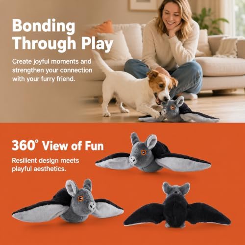 Flying Bat Dog Toy, Touch Activated Flapping Wings Interactive Pet Teaser, Motion Sensor Electric Squeaky Bird Doll for Aggressive Chewers Cats Puppy (B)