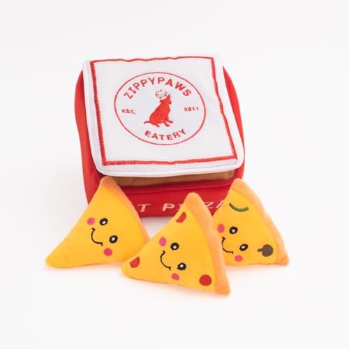 ZippyPaws Burrow Interactive Dog & Puppy Toys for Boredom - Pizza Box