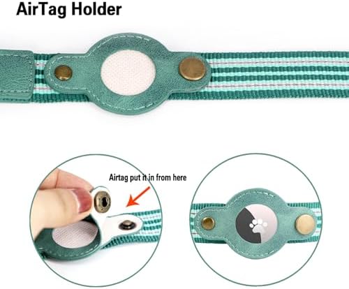 Airtag Dog Collar, Reflective Collar w Airtag Holder for Small Dogs(Green)