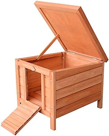Small Wooden Rabbit Hutch with Openable Waterproof Roof Outdoor Bunny Cage for Guinea Pigs Ducks Puppies - 16.5" L x 20" W x 17" H Natural Wooden Pet House for Garden & Patio