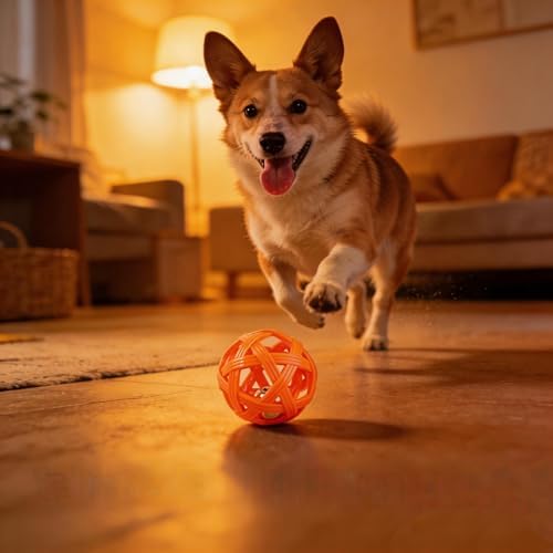 Dog Ball Toy with Bell for Small Dogs& Puppy, Small Dog Ball for Boredom Relief & Teething, TPR Chew Resistant Interactive Fetch Toy.
