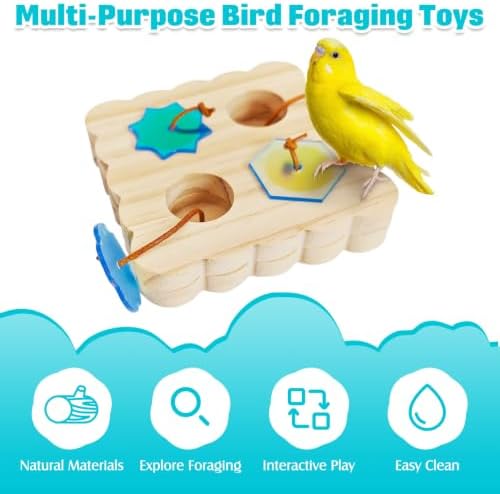 PINVNBY Wooden Bird Foraging Toys Interactive Parrots Foraging Toys