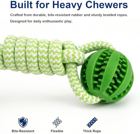 Ronyes 3 Pcs Pig Enrichment Toys, Treat Feeder and Rope Balls for Pet Pigs