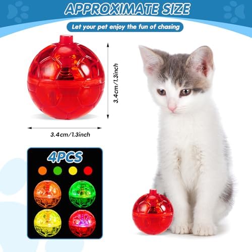 Frienda 4 Pcs Light up Cat Ball LED Motion Ghost Hunting Cat Ball, Classic