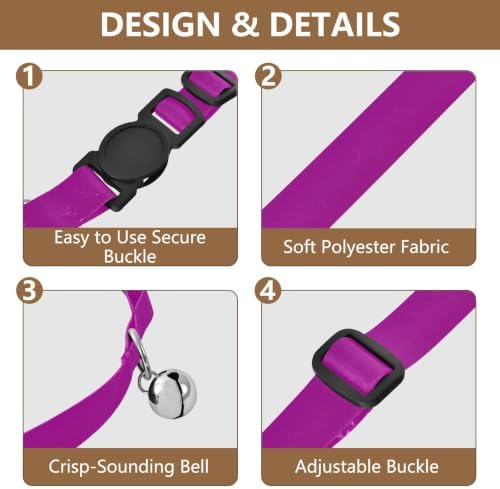 2 Pack Kitten Collars Purple Pink Gradient Collar with Bell for Dog Puppy, Adjustable 10.6 to 17.1 Inches