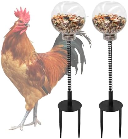 Oooct 2 Pack Chicken Peck Toy - Chicken Enrichment Toys with Swing Feeder & Slow Feeder for Hens, Ducks, Parrots
