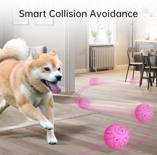 Interactive Dog Toys Dog Ball, Durable Motion Pet Toys for/Small/Medium/Large Dogs, Birthday Gifts, Automatic Moving, Bouncing and Rotating, E-TPU Material, IP54 Waterproof (Pink)