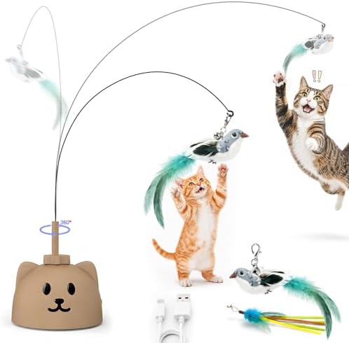 CATPICK Automatic Interactive Cat Toy, Flying Bird Wand for Indoor Cats