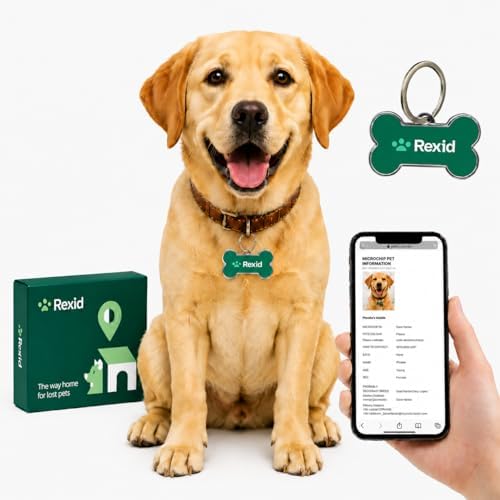 RexID Bone Smart Dog Tag – QR Code ID Tag with Online Profile & Owner Contact – Anyone Anywhere Scan Instantly to Reunite – 1.8'' Lightweight & Noise-Free for Dog&Cat