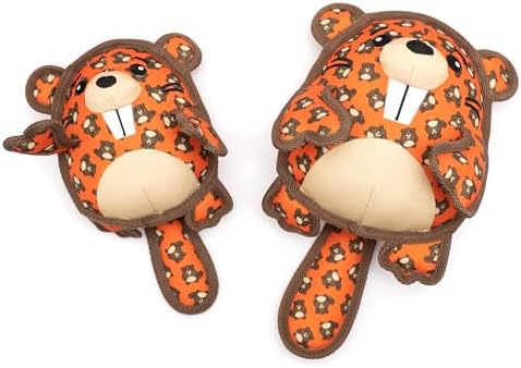 The Worthy Dog Animal Pattern Tough Plush Squeaky Dog Toy, Beaver