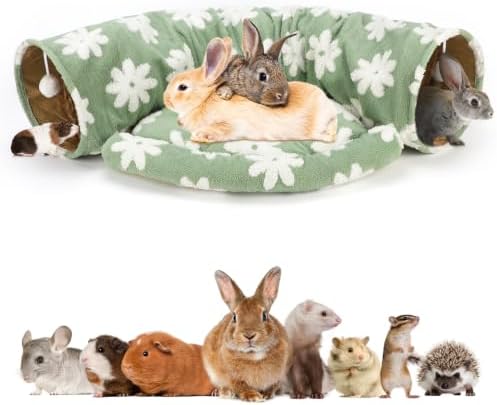 BWOGUE Bunny Tunnel Bed, 2-in-1 Collapsible Rabbit Tunnel Hideout with Mat