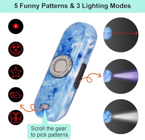 TBTeek Cat Toy, Finger Rotatable, 3 Modes, 5 Fun Patterns | Rechargeable, Portable Dog Cat Toy for Indoor Cats Chasing Exercise