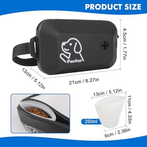 Dog Treat Pouch with Clicker & Poop Bag Holder – Waterproof Silicone, Adjustable Waist Belt for Training & Walking – Puppy Treat Pouch for Pet Training (Black)