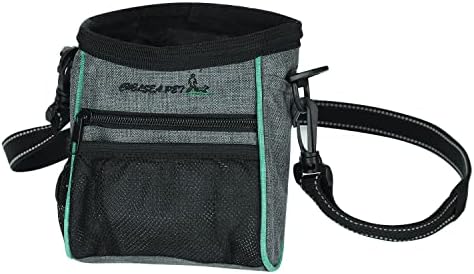 Portable Dog Treat Pouch Pet Puppy Treat Bag for Training Animal Walking Snack Container Bait Holder Kibble Hiking Toy Carries Pack with Waist Belt, Shoulder Strap, Built-in Poop Bag Dispenser