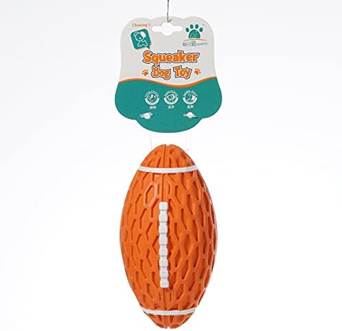 Dog Toys Ball Pet Squeaky Toys Rubber Floating Football, Interactive and Trainning Durable Chew Toys for Fetching Games for Agressive Chewer(Orange)