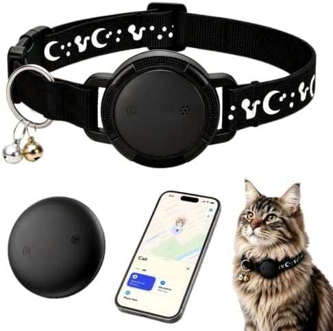 GPS Cat Tracker Collar (iOS & Android) - Real-Time Activity Tracking Black