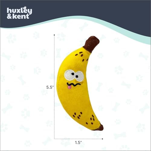 Huxley & Kent Power Plush Squeaky Dog Toy, Bruiser Banana, Small