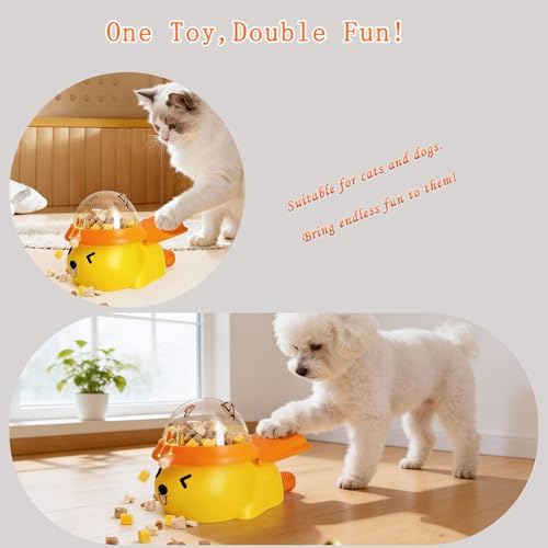 Interactive Dog and Cat Treat Dispenser - Slow Feeder Puzzle Toy | extra-large pedal, adjustable food outlet fits different kibble & treats, slow eating, mental stimulation, IQ training
