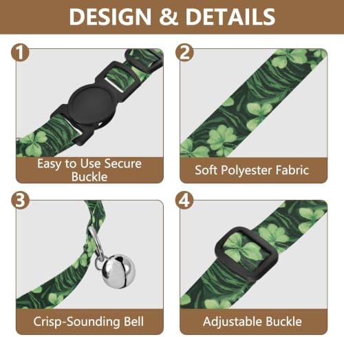 Green Shamrock Easy to Wear Dog Collar 2 Pack Collar for Kitten
