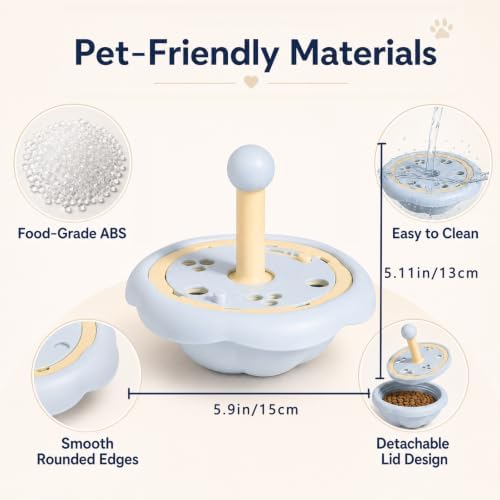 Cat Puzzle Feeder Toy, Adjustable Treat Dispenser, Blue