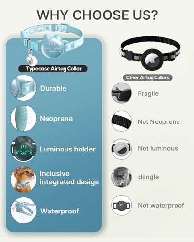AirTag Cat Collar, Reflective Breakaway Collar, Hidden Holder with Bell | Compatible with Apple AirTag 1st & 2nd Gen, Lightweight Water-Resistant Strap for Cats, AirTag Not Included