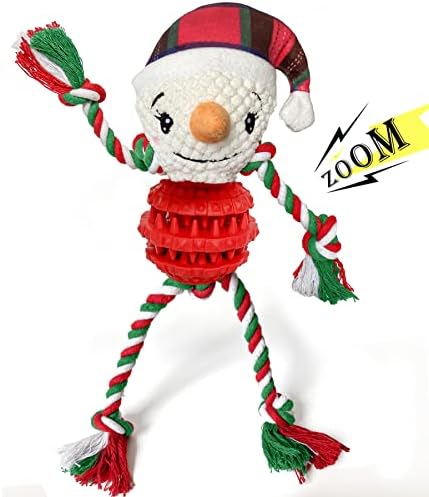 Dog Christmas Toys for Small Medium Large Dogs, Squeaky Plush Dog Toys + Interactive Dog Toys + Dog Rope Toys Multi Function Cute Snowman Puppy Toys for Christmas