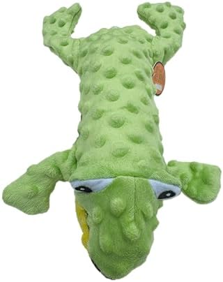 SPOT Skinneeez Extreme Stuffers Frog - Stuffing Free Dog Toy With Squeaker & Rip Stop Mesh Lining for Durability - Insert Plastic Bottle for Extra Crunch, For Small to Medium Puppies & Dogs - 14in