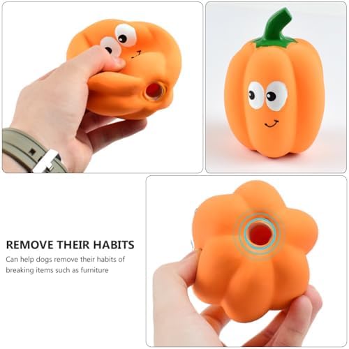 balacoo Squeaky Dog Toys - Halloween Latex Pumpkin Dog Chew Toys, Puppy Chew Ball for Pet Interactive Play, Grinding Teeth