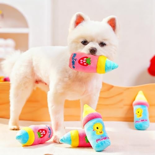 Cute Bottle Squeaky Plush Dog Toys, 2 Pack, Small Puppies & Breeds