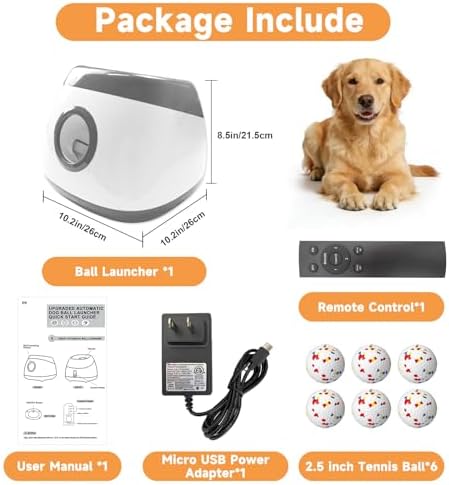 Automatic Dog Ball Launcher, 6 ETPU Balls, Adjustable Distance