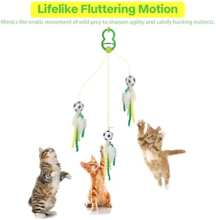 Official FIFA World Cup 2026 Edition, Interactive Cat Toys for Indoor Cats, Automatic String Feather Wand Teaser Enrichment Toy, USB-Rechargeable, Chase Exercise, Hanging Cat Door Frame Toy