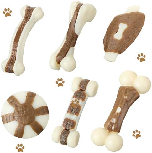 Libima 6 Pcs Dog Chew Toys for Aggressive Chewers, Fresh, Small